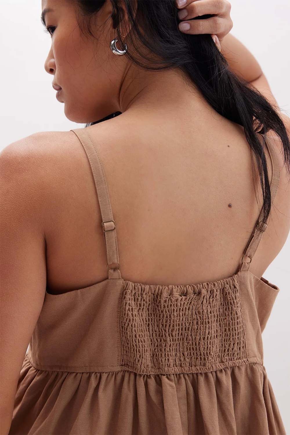 Richer Poorer - Linen Maxi Dress - Cafe Au Lait - Back Detail