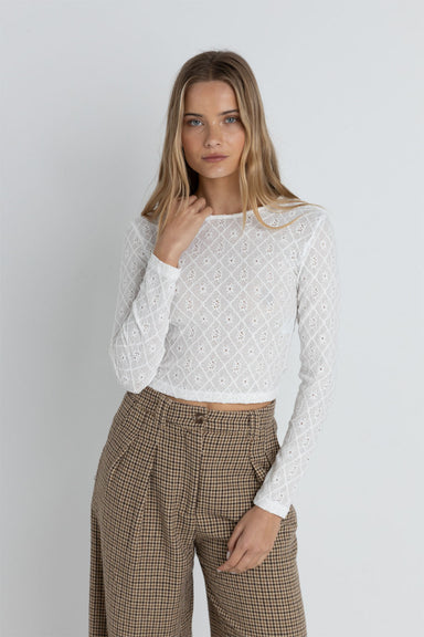 Rhythm - Charm Long Sleeve Top - White - Front