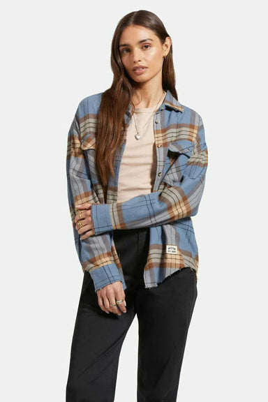 Brixton - Bowery Flannel - Flint Blue/Pinecone Brown Plaid - Front