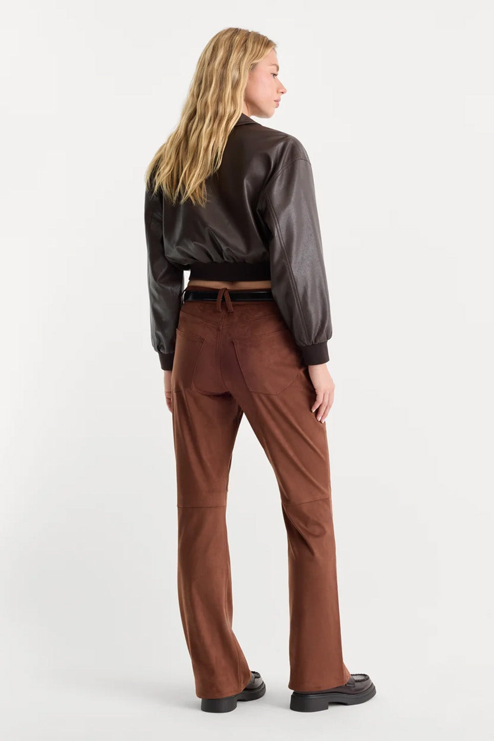 Good American - Better Than Suede Classic Bootcut Jeans - Cafe Clay - Back