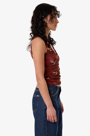 Thrills - Rhapsody Floral Top - Cabernet - Side