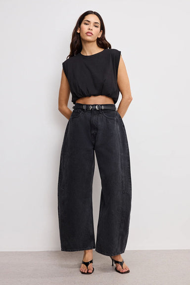 Good American - Good Extreme Barrel Jean - Black - Front