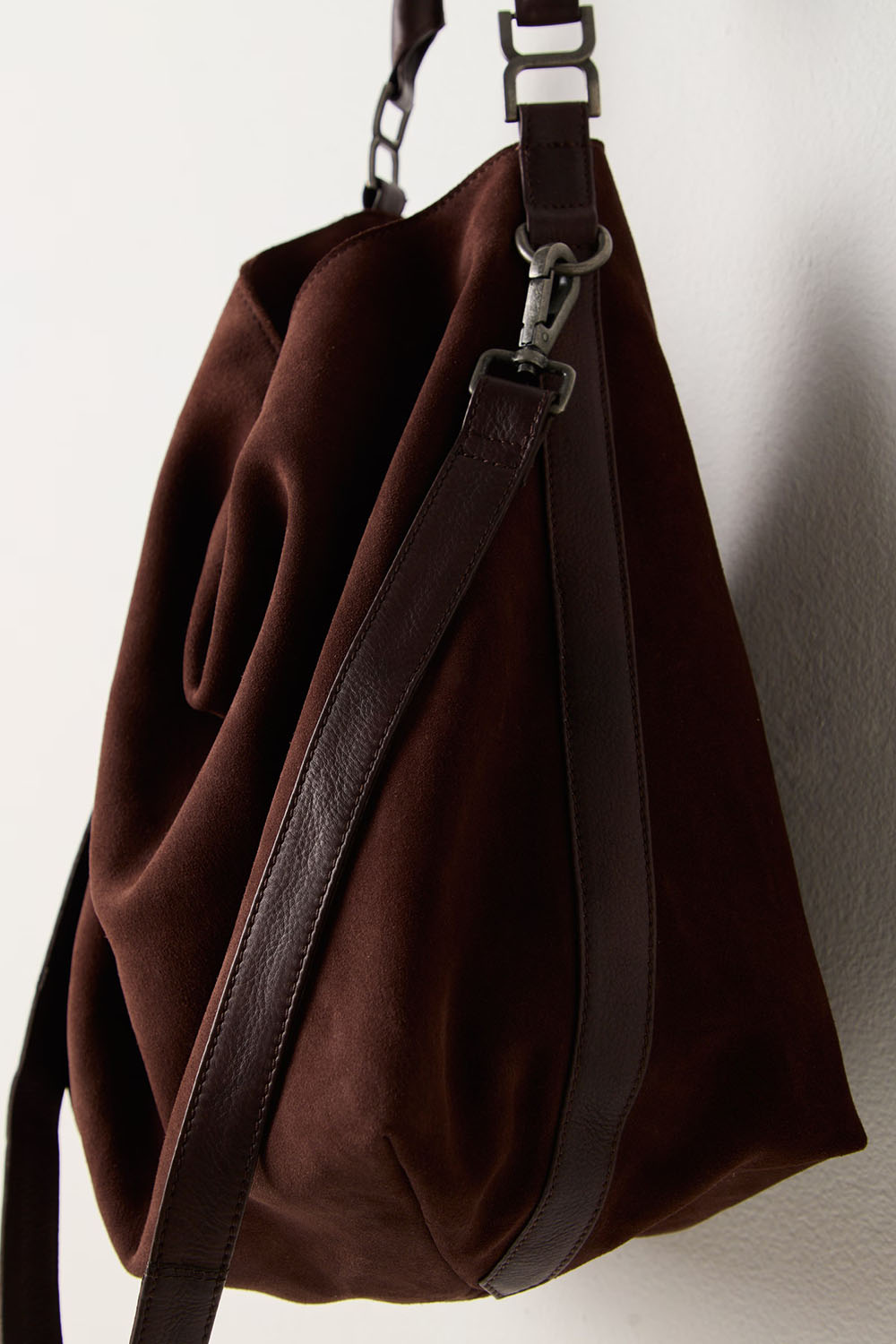Free People - Suzie Suede Slouch Tote - Espresso - Side