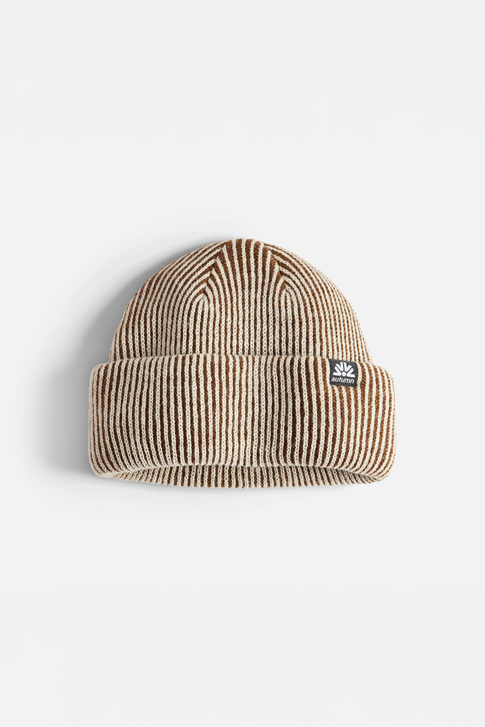 Autumn - Shorty Cord Double Roll Beanie - Brown