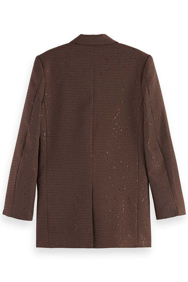 Scotch & Soda - Sequined Jacquard Blazer - Coffee - Back