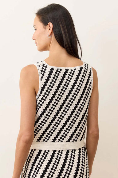 Marine Layer - Archive Oasis Sweater Tank - Black/Cream Stripe - Back