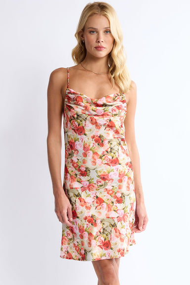 Sage the Label - Aniston Ruched Mini Dress - Red Multi - Front