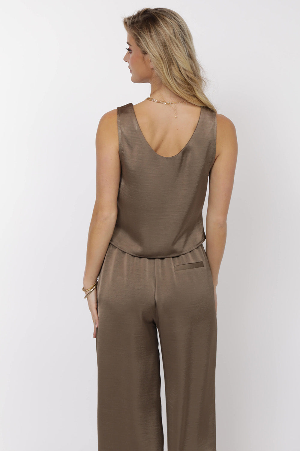 Sage the Label - ARIZONA SKY RUCHED TOP - Taupe - Back