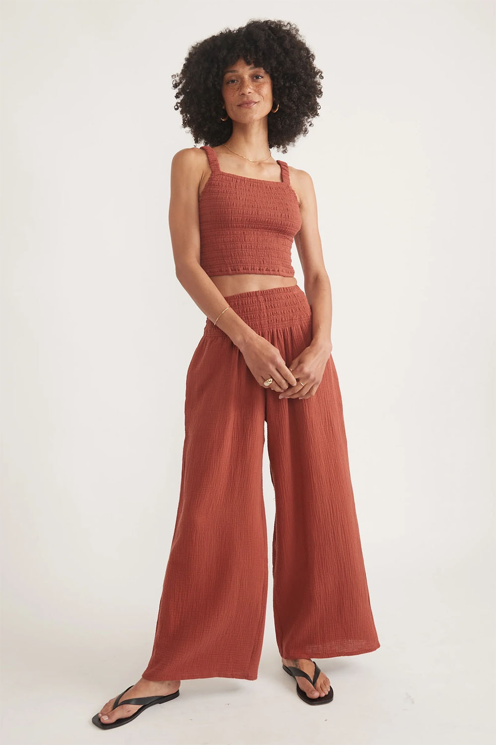 Marine Layer - Lila Double Cloth Tank - Rust
