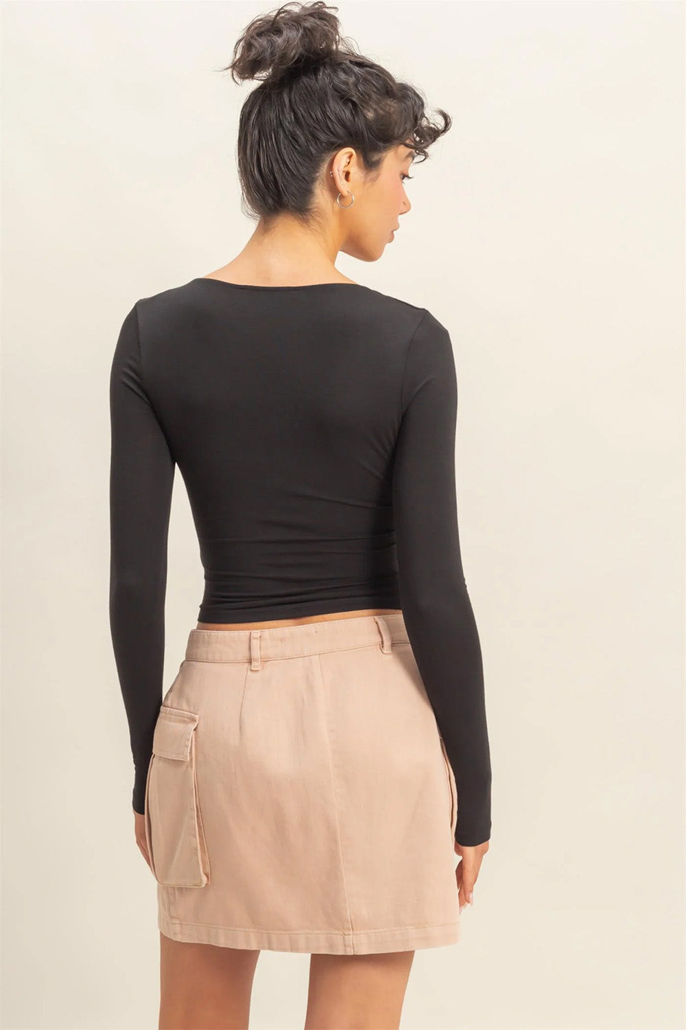 Double Zero - Kayla Scoop Neck Crop - Black - Back