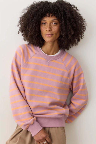Marine Layer - Cloud 9 Reversible Crew - Lilas/Orange Stripe - Front