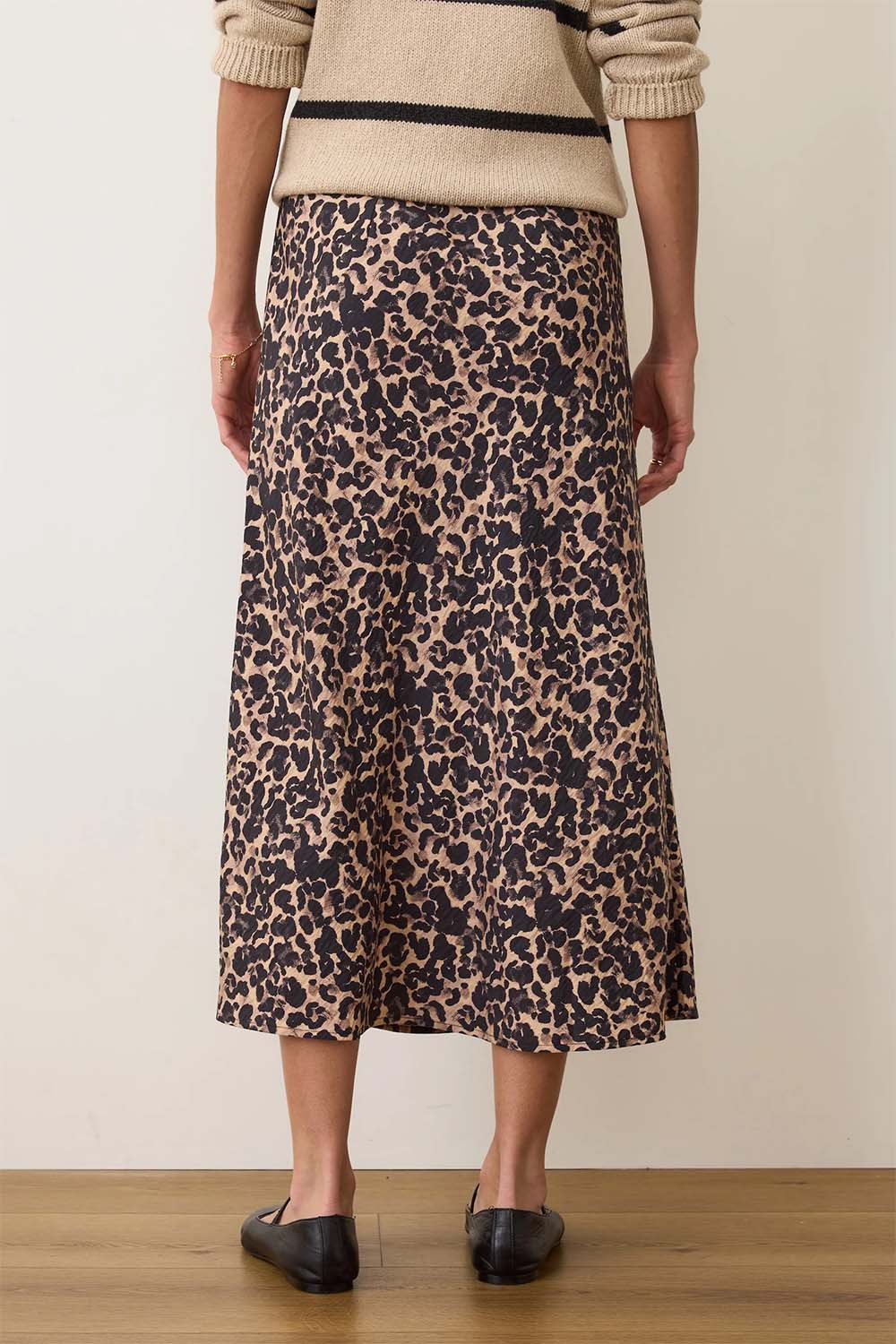 Marine Layer - Avery Midi Skirt - Leopard - Back