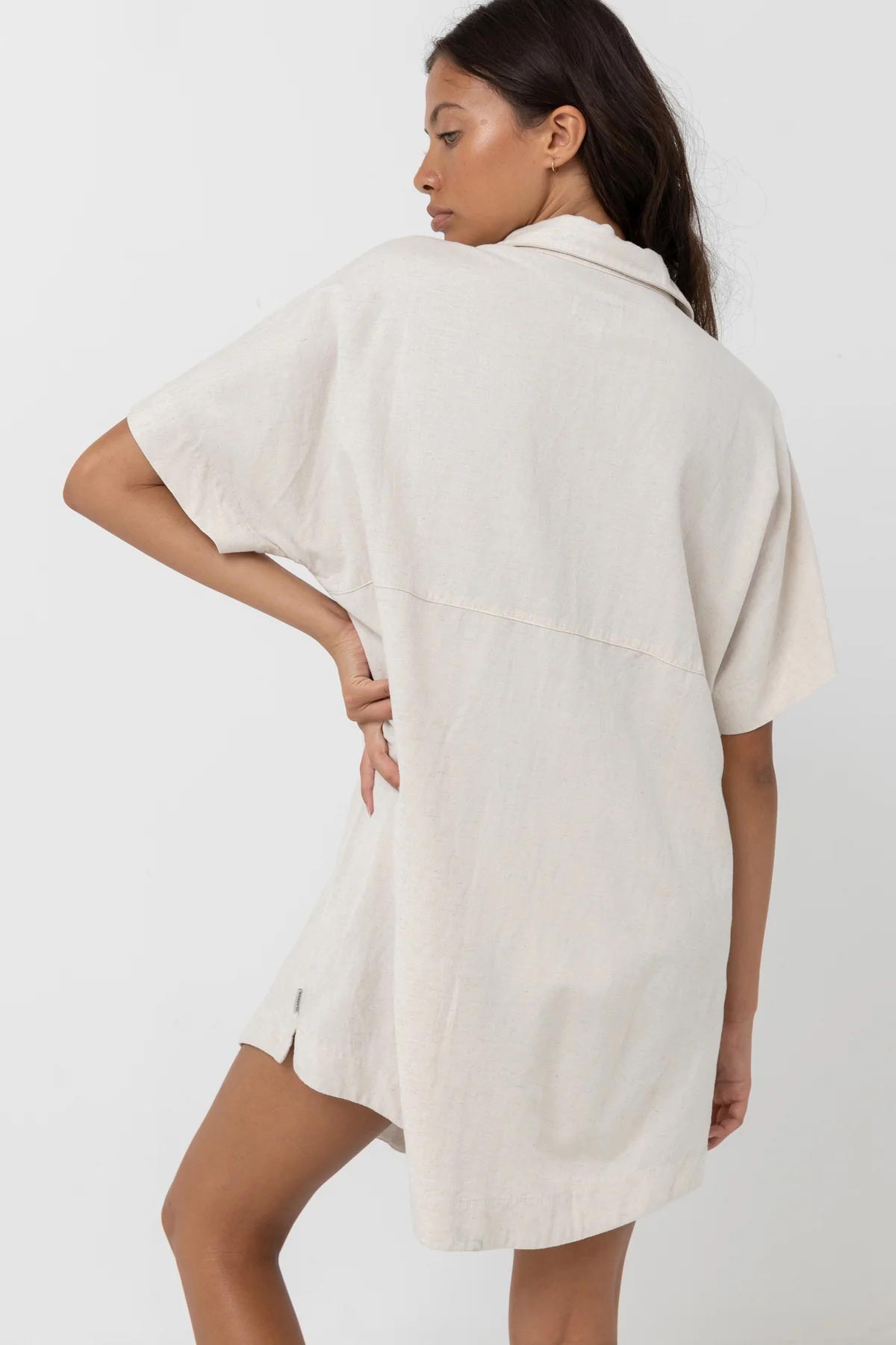 Rhythm - Classic Shirt Dress - Oat - Back