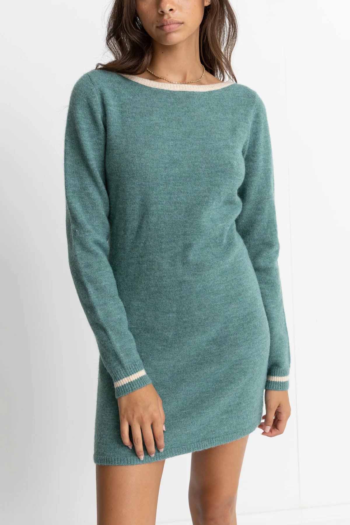 Rhythm - Noemie Knit Mini Dress - Sea Green - Front