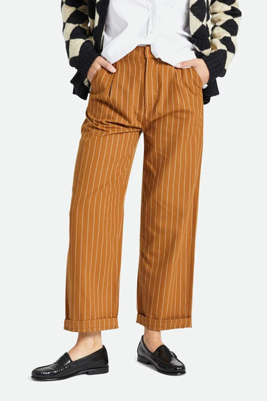 Brixton - Victory Trouser Pant - Washed Copper Pinstripe - Model
