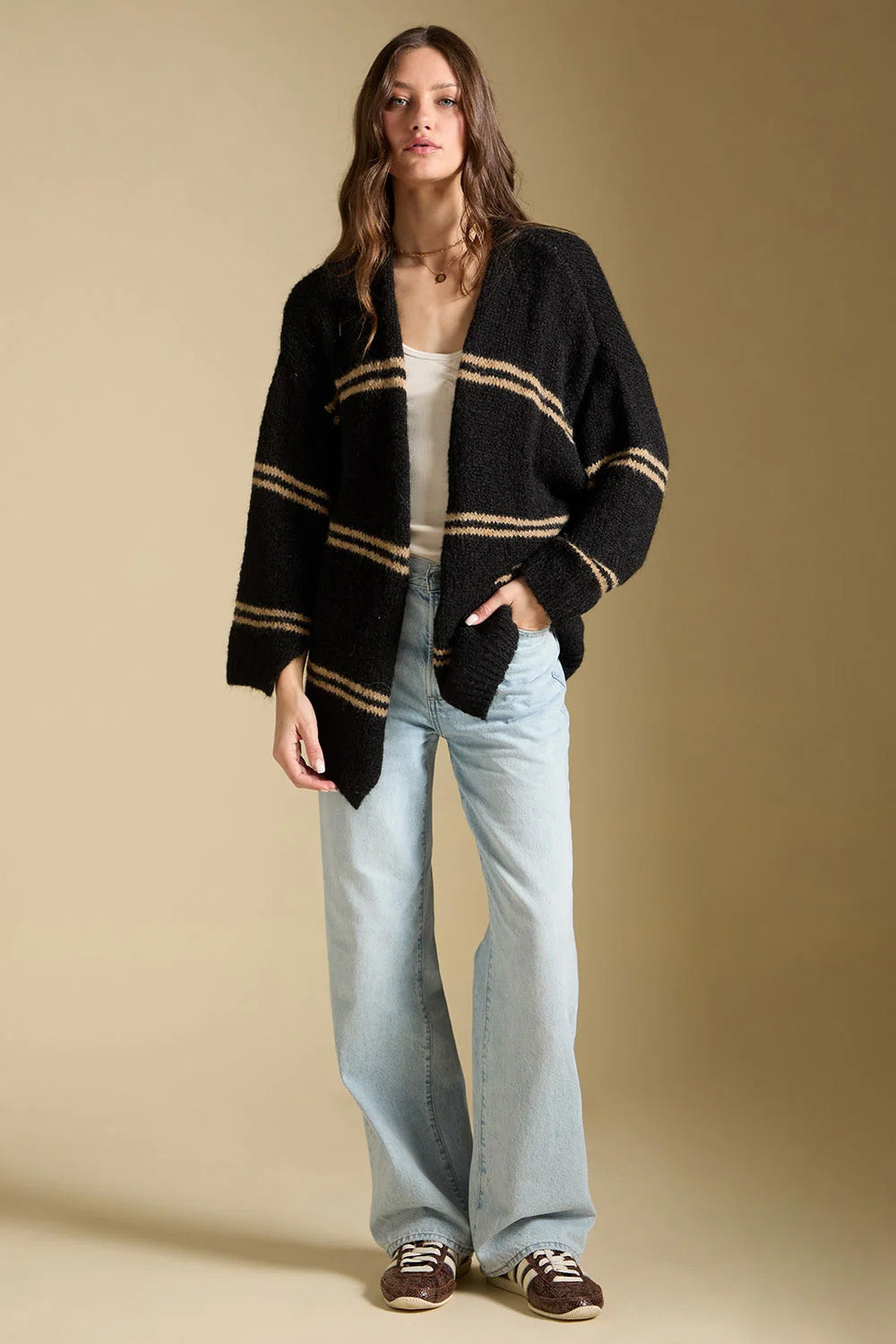 Saltwater Luxe Birdy Sweater in Black — Full-body view