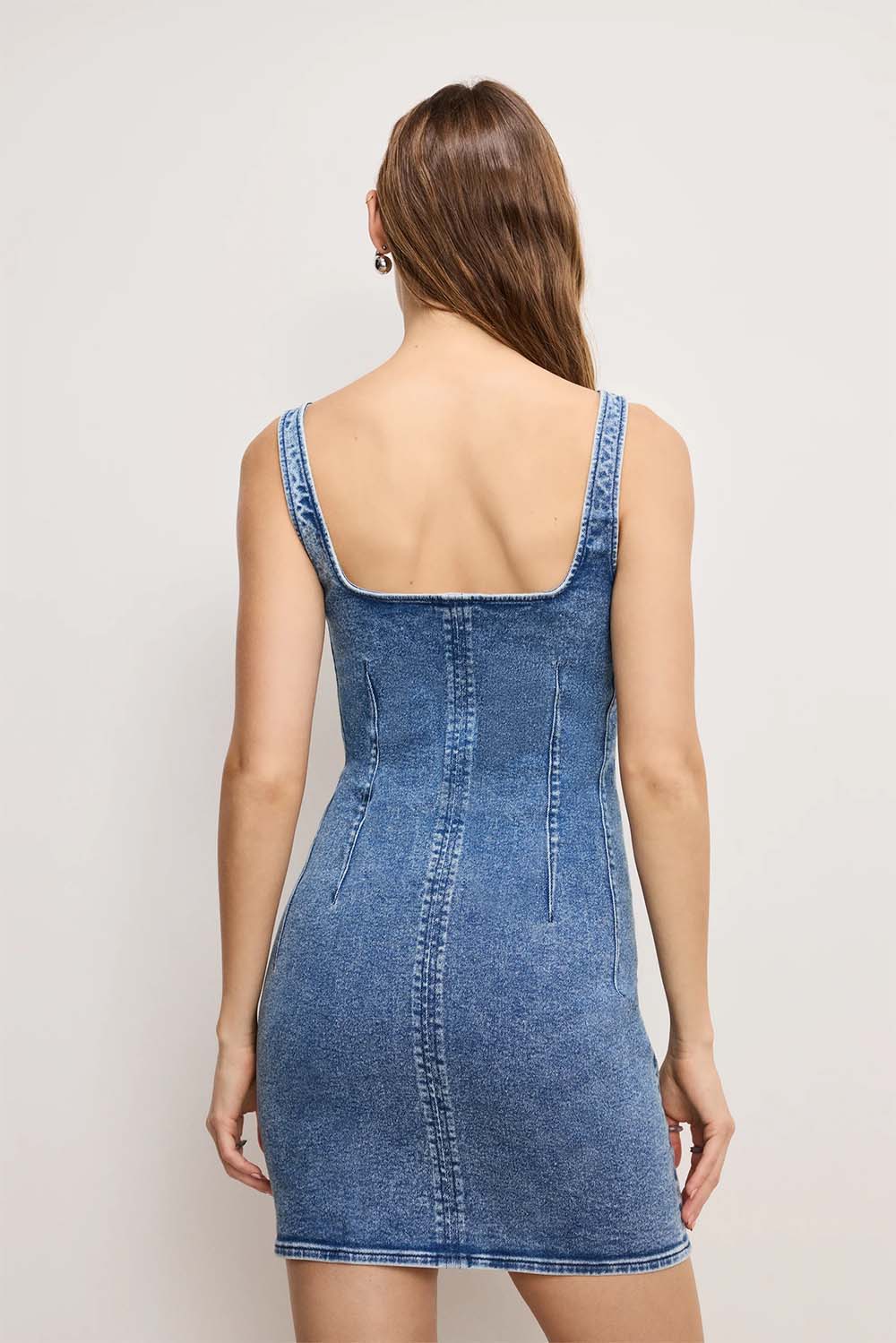 Good American - Denim Shift Dress - Indigo - Back