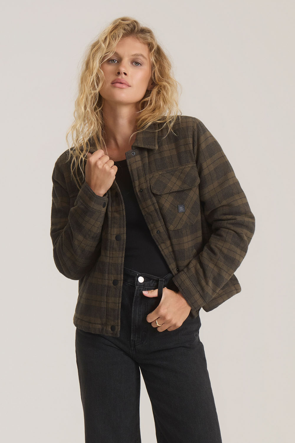 Roark Revival Backwoods Jacket in Military — Quarter view