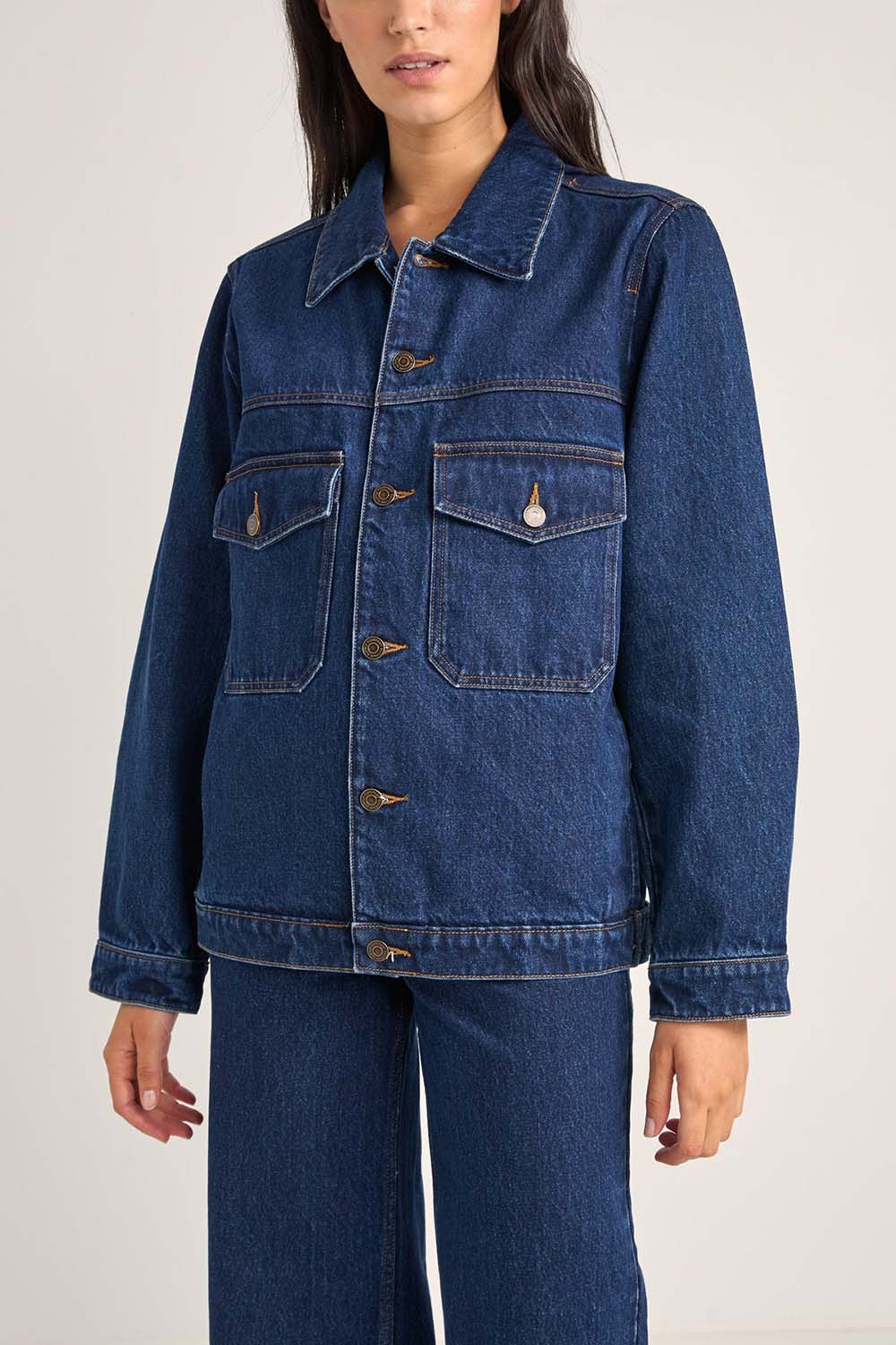 Rhythm - Demi Denim Oversized Jacket - Indigo - Front