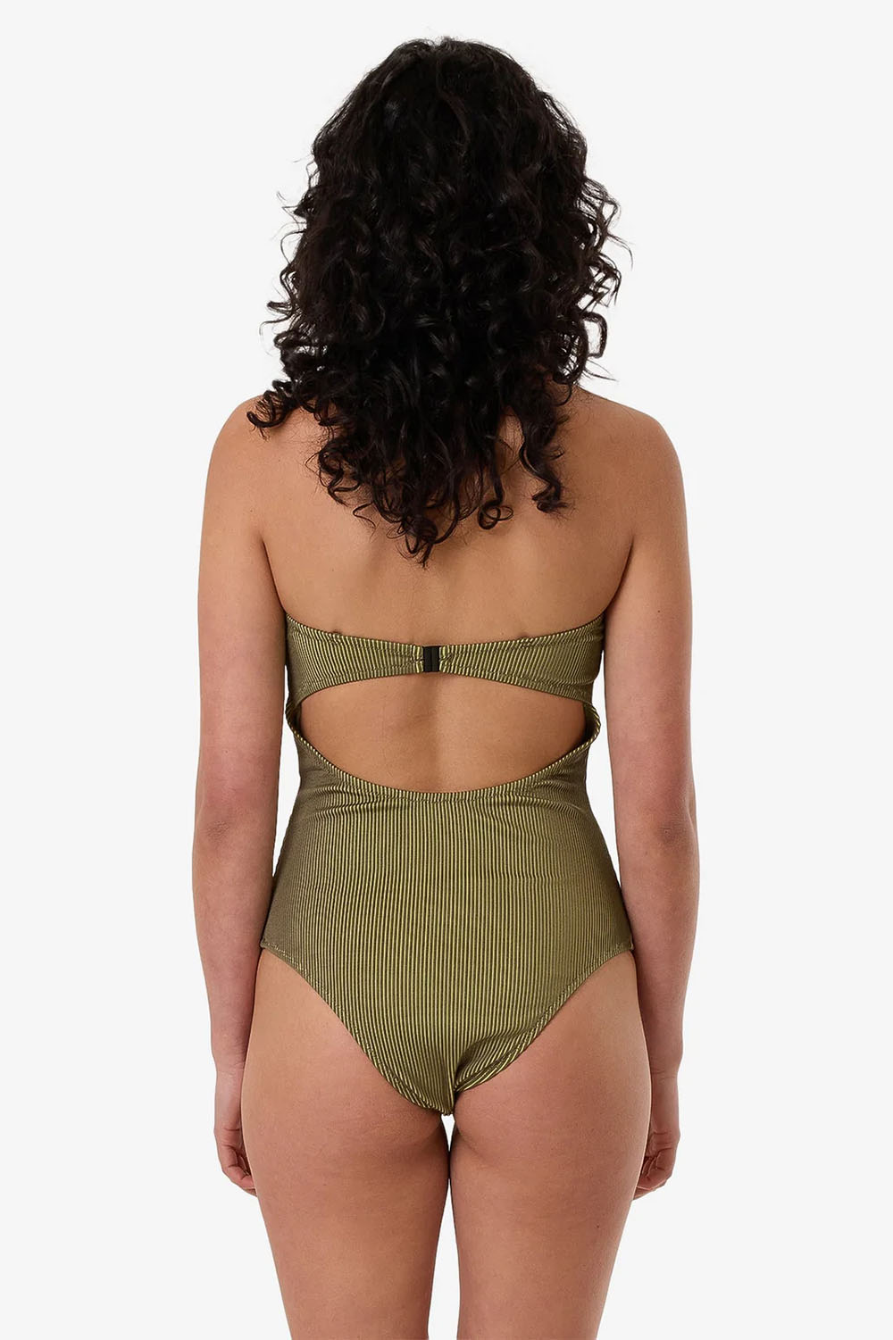 Thrills - Alba Rib Strapless One Piece - Pickle Green - Back