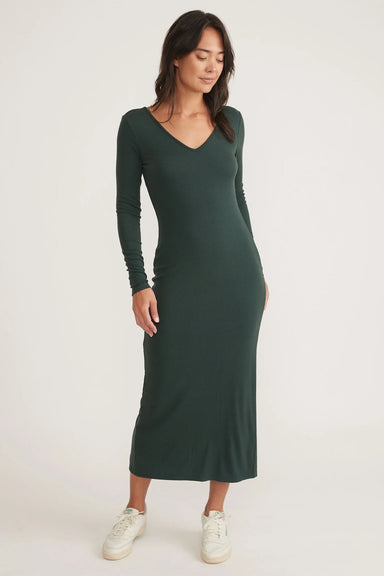 Marine Layer - Lexi Rib V Neck Maxi - Green Gables - Profile