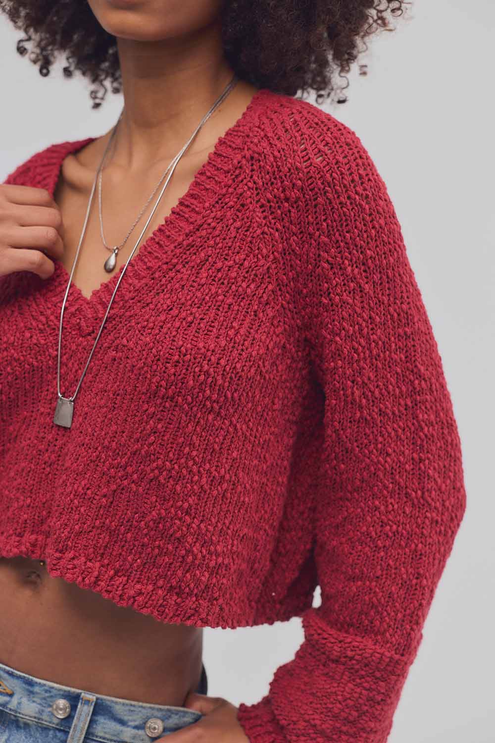 Free People - Heartland Pullover - Richest Red - Detail