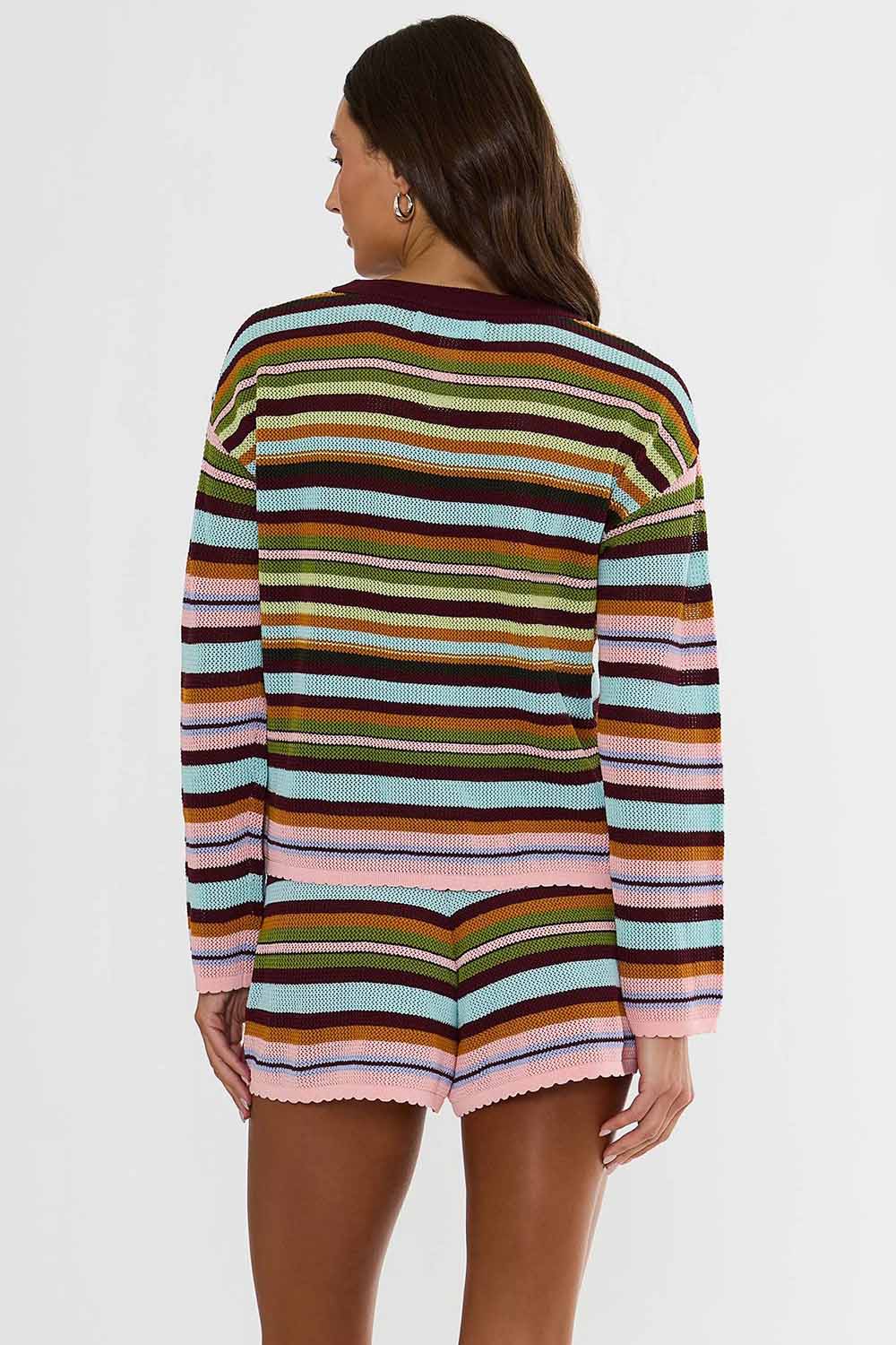 Beach Riot Beach Sweater in Paradise Stripe — back view
