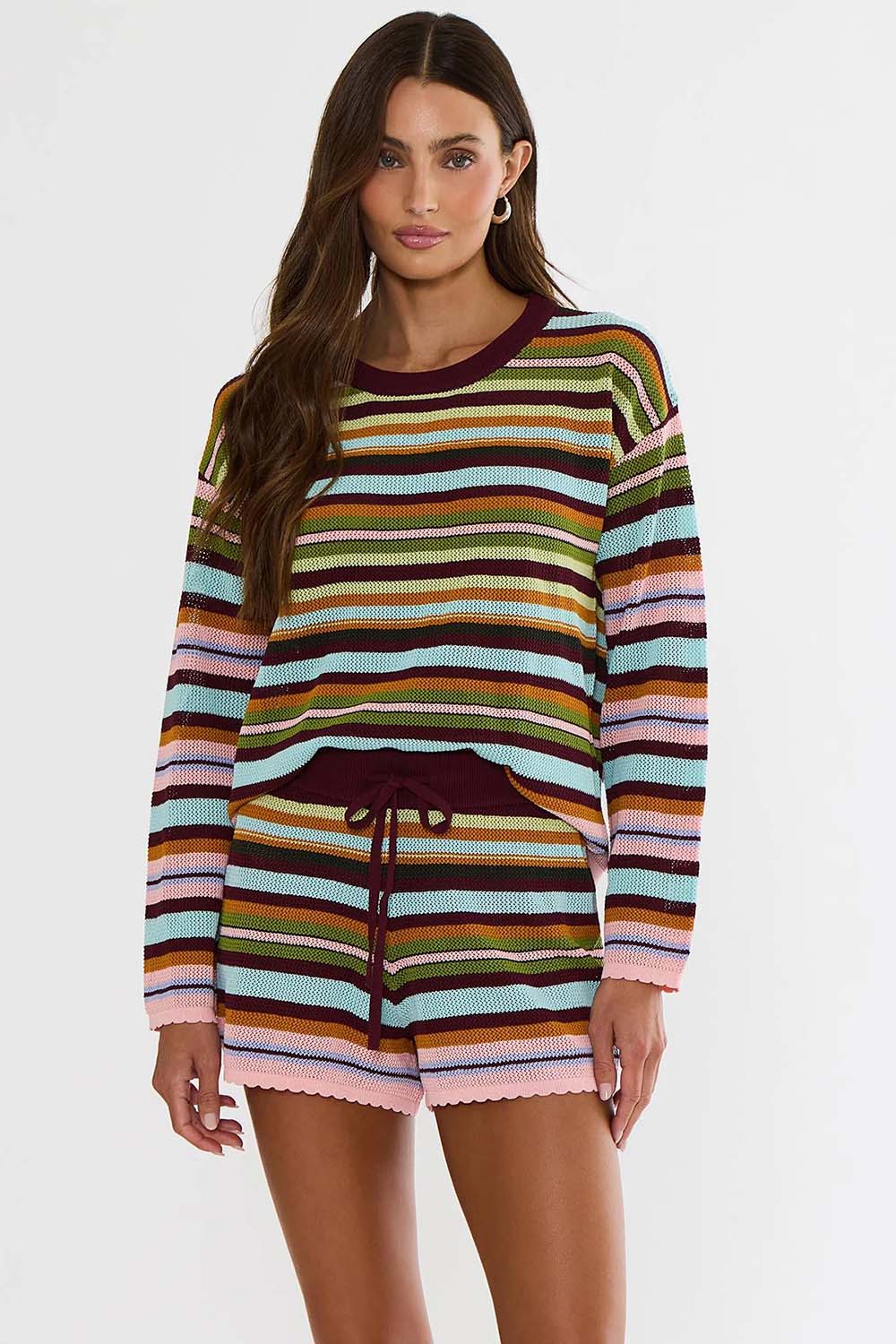 Beach Riot Beach Sweater in Paradise Stripe — front view