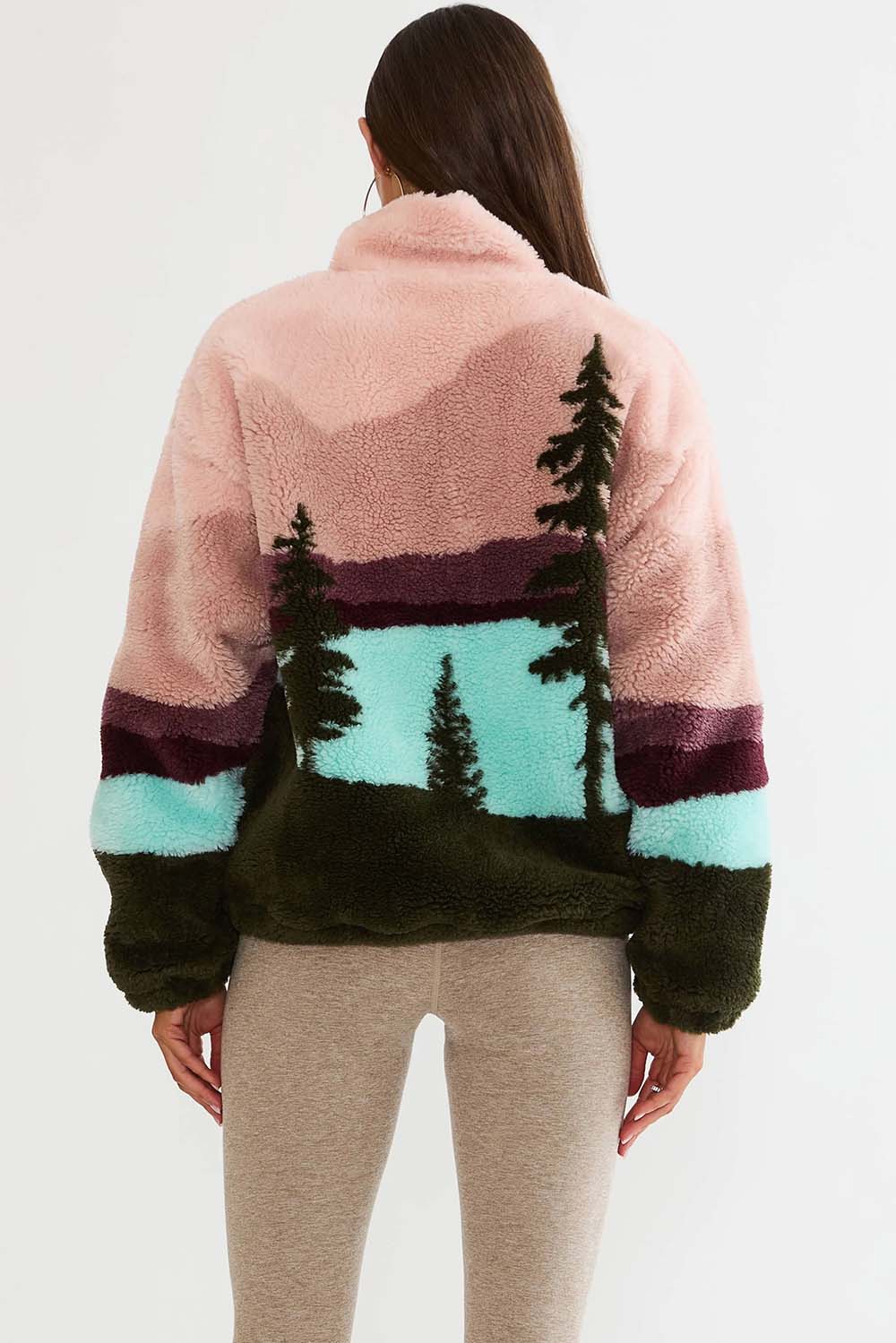 Beach Riot Leona Sherpa Top in Wilderness — back view, straight-on