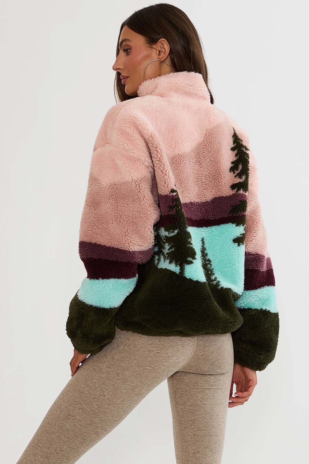 Beach Riot Leona Sherpa Top in Wilderness — back view, turned