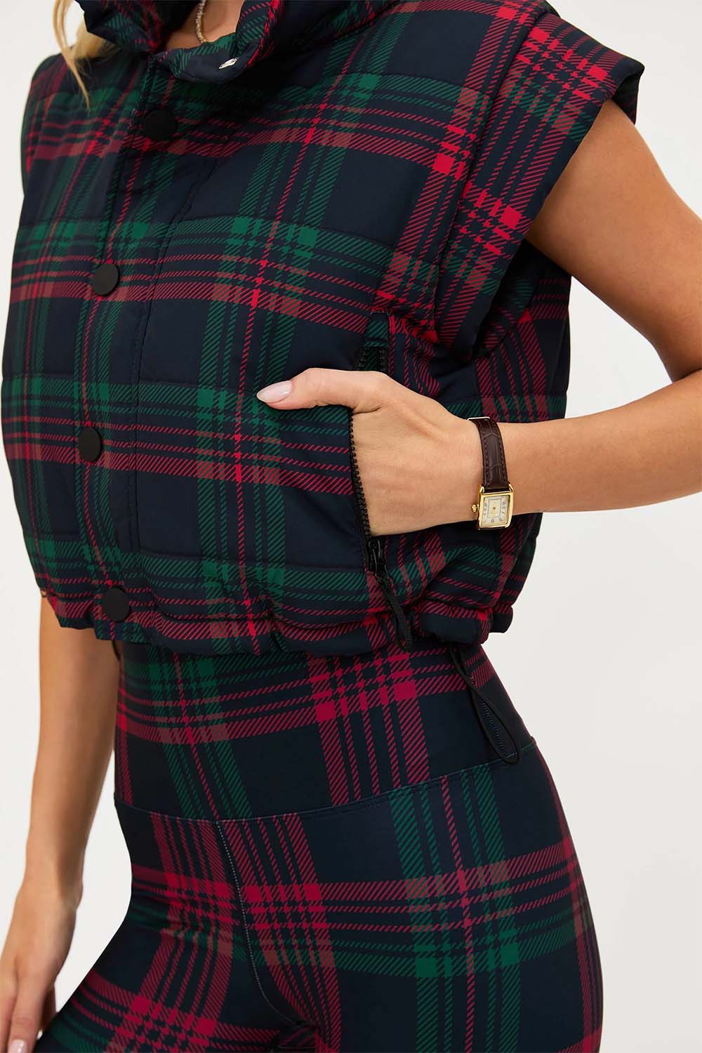 Beach Riot - Canyon Puffer Vest - Ribbon Plaid - Detail