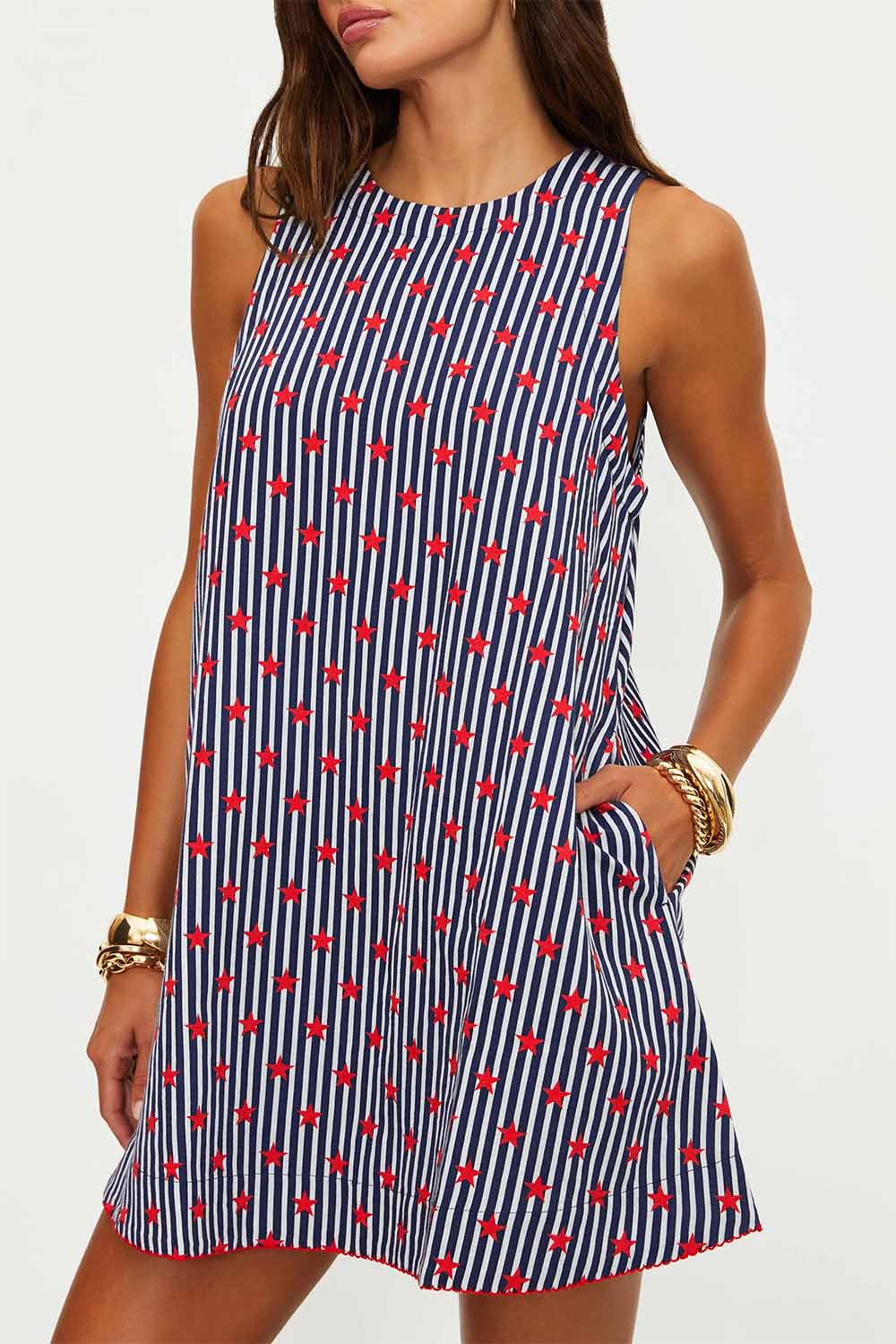 beach riot caprina mini dress star spangled seas detail