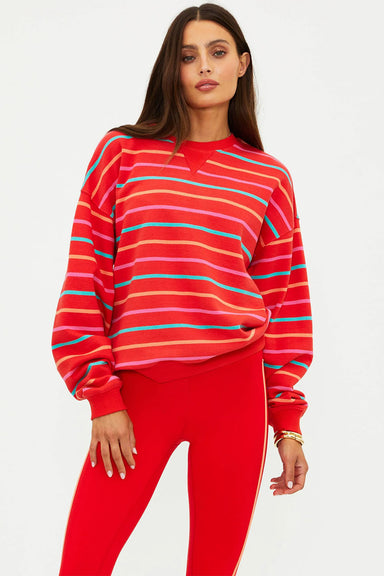 beach riot devyn oversized sweatshirt strawberry sunset stripe front