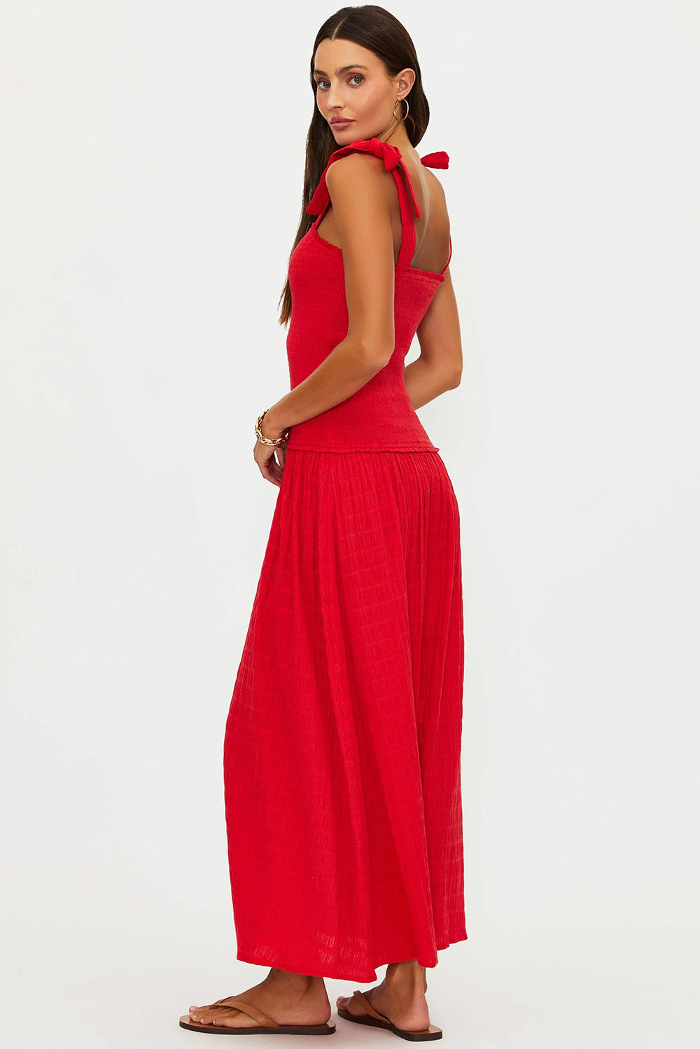beach riot isadora dress crimson back