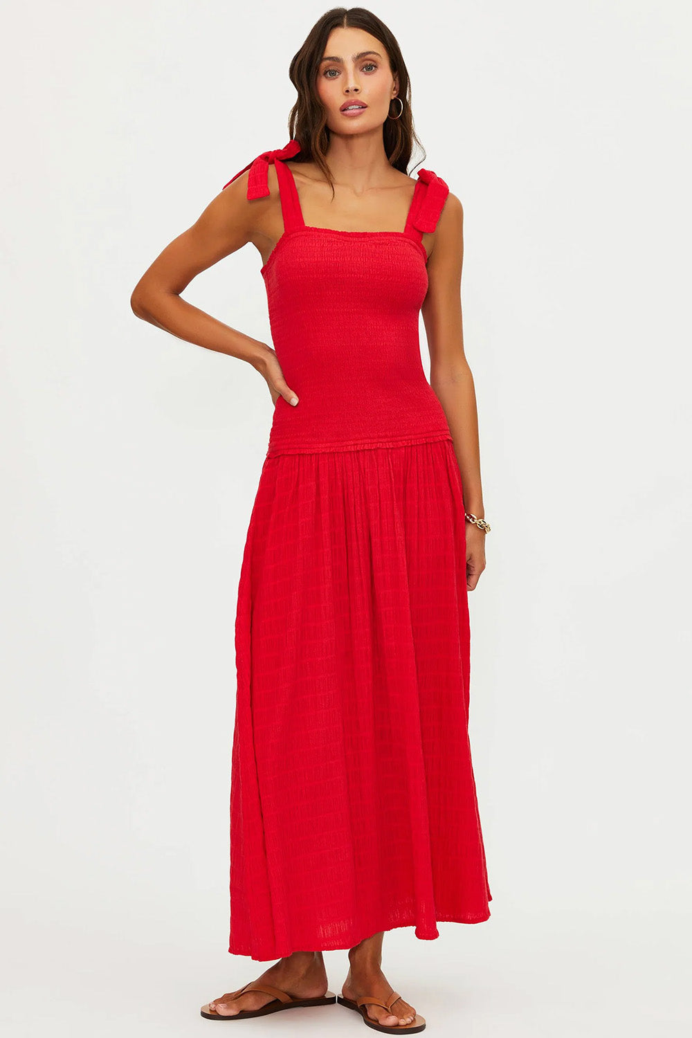 beach riot isadora dress crimson front