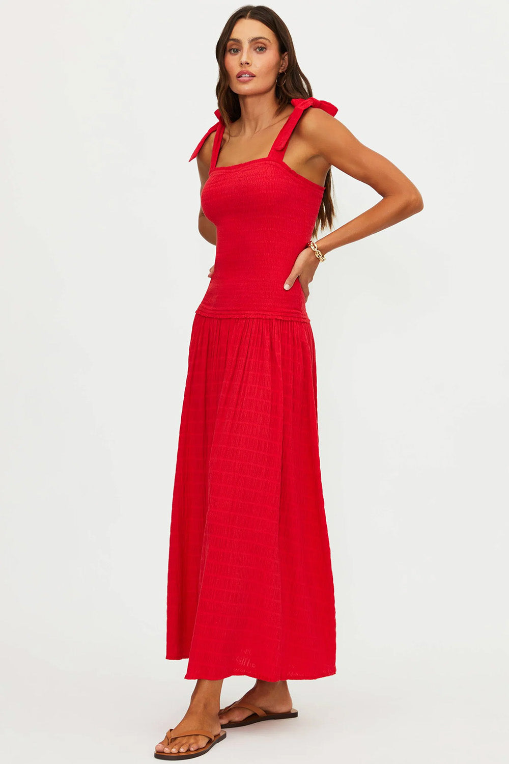 beach riot isadora dress crimson side