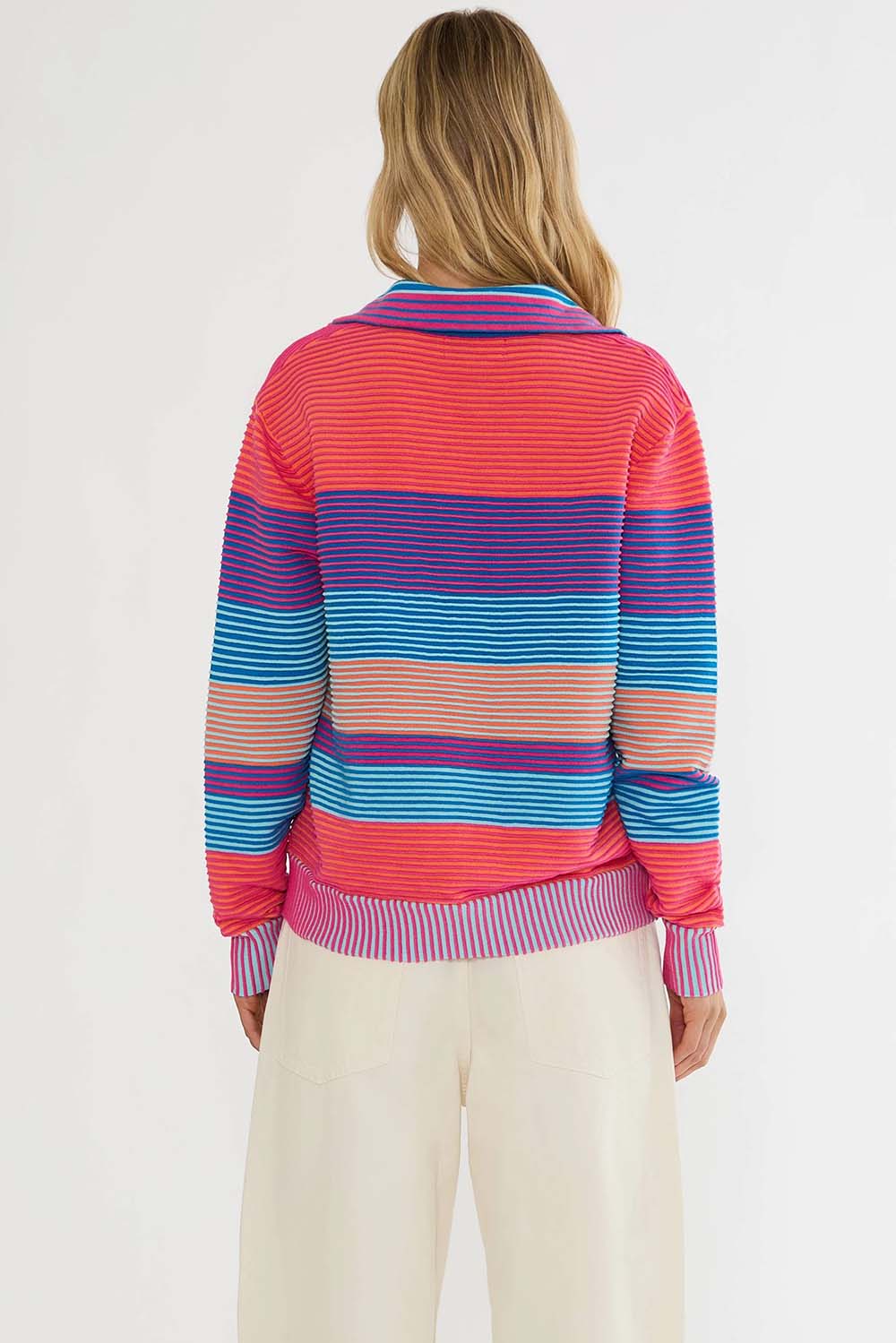 beach riot lainey sweater vibrant volley stripe back