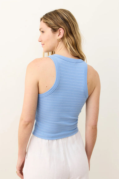 Marine Layer - Stripe Lexi Rib Sun-In Crop Tank - Tide/White Stripe - Back