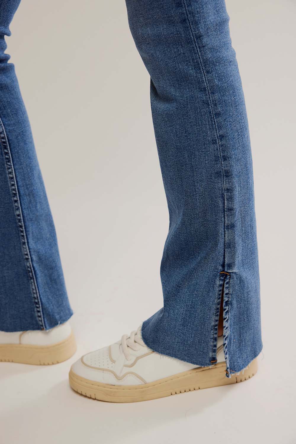Free People - Level Up Slit Bootcut - Sunburst Blue - Hem