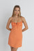 Rhythm - Andie Gathered Mini Dress - Peach - Front