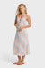 Billabong Fresh Daze Midi Dress in Pale Peach — Front view, hands clasped