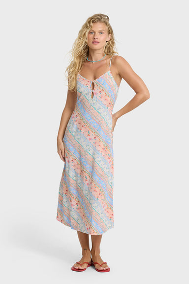 Billabong Fresh Daze Midi Dress in Pale Peach — Front view