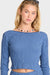 Billabong Twilight Dreamer Long Sleeve Top in True Navy — Neckline detail view