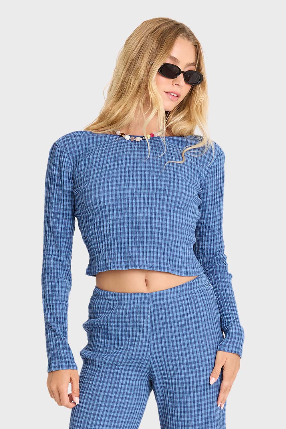 Billabong Twilight Dreamer Long Sleeve Top in True Navy — Front view