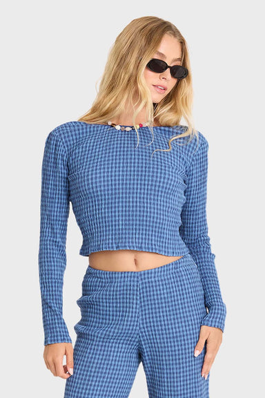 Billabong Twilight Dreamer Long Sleeve Top in True Navy — Front view