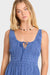 Billabong Twilight Dreamer Mini Dress in True Navy — Neckline detail view
