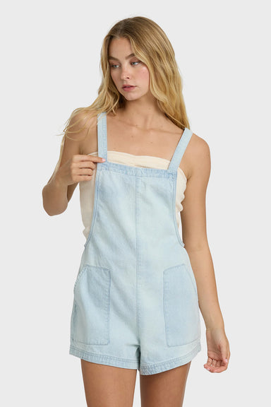 billabong beach crush denim overall blue mist front