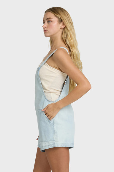 billabong beach crush denim overall blue mist side