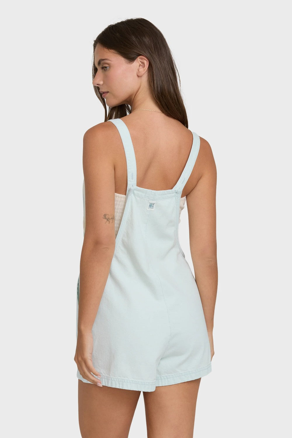 billabong beach crush denim overall clearwater back