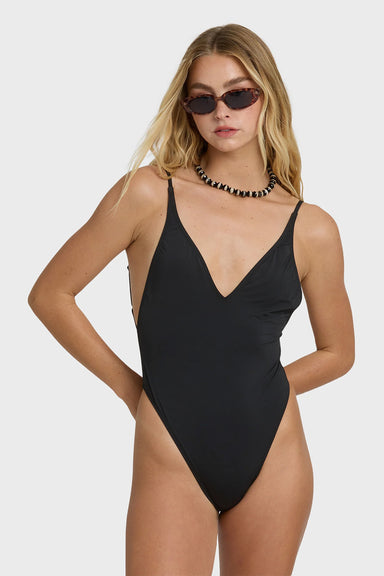 billabong sol searcher deep v 1pc black pebble front